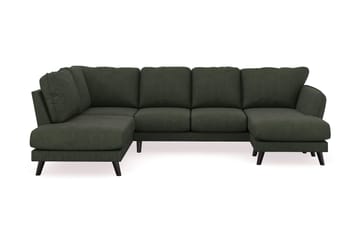Trend Lyx 4-seters Høyrevendt U-formet Sofa med Divan og Sjeselong i Manchester - Mørkegrønn - Møbler - Sofaer - U-sofa