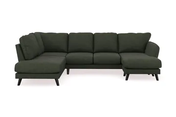 Trend Lyx 4-seters Høyrevendt U-formet Sofa med Divan og Sjeselong i Manchester - Mørkegrønn - Møbler - Sofaer - U-sofa