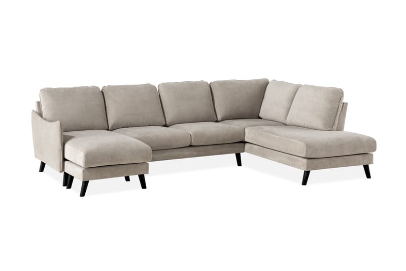 Trend Lyx 4-seters Høyrevendt U-formet Sofa med Divan og Sjeselong i Stoff - Beige - Møbler - Sofaer - U-sofa