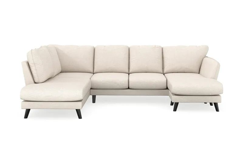 Trend Lyx 4-seters Høyrevendt U-formet Sofa med Divan og Sjeselong i Stoff, Beige
