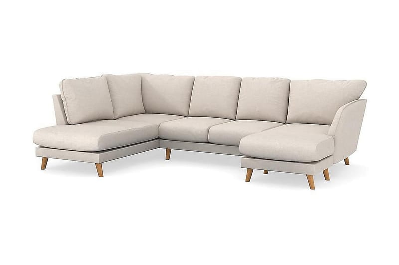 Trend Lyx 4-seters Høyrevendt U-formet Sofa med Divan og Sjeselong i Stoff - Beige - Møbler - Sofaer - U-sofa