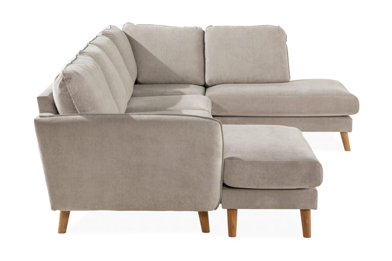 Trend Lyx 4-seters Høyrevendt U-formet Sofa med Divan og Sjeselong i Stoff - Beige - Møbler - Sofaer - U-sofa