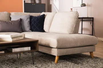 Trend Lyx 4-seters Høyrevendt U-formet Sofa med Divan og Sjeselong i Stoff - Beige - Møbler - Sofaer - U-sofa