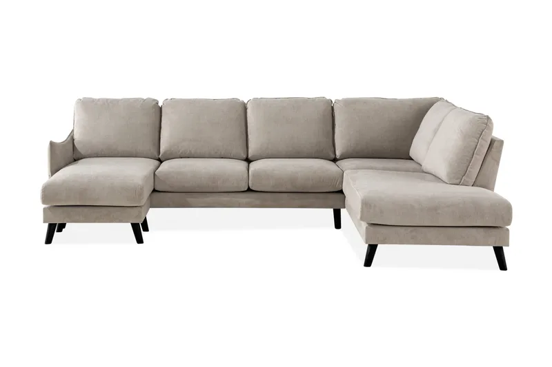 Trend Lyx 4-seters Høyrevendt U-formet Sofa med Divan og Sjeselong i Stoff, Beige