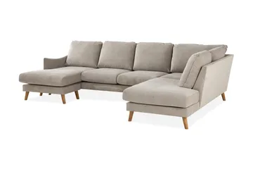 Trend Lyx 4-seters Høyrevendt U-formet Sofa med Divan og Sjeselong i Stoff - Beige - Møbler - Sofaer - U-sofa