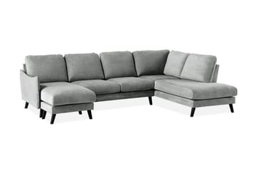 Trend Lyx 4-seters Høyrevendt U-formet Sofa med Divan og Sjeselong i Stoff - Grå - Møbler - Sofaer - U-sofa