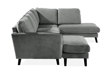 Trend Lyx 4-seters Høyrevendt U-formet Sofa med Divan og Sjeselong i Stoff - Grå - Møbler - Sofaer - U-sofa