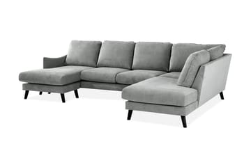 Trend Lyx 4-seters Høyrevendt U-formet Sofa med Divan og Sjeselong i Stoff - Grå - Møbler - Sofaer - U-sofa