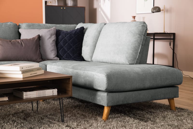 Trend Lyx 4-seters Høyrevendt U-formet Sofa med Divan og Sjeselong i Stoff - Grå - Møbler - Sofaer - U-sofa