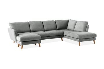 Trend Lyx 4-seters Høyrevendt U-formet Sofa med Divan og Sjeselong i Stoff - Grå - Møbler - Sofaer - U-sofa