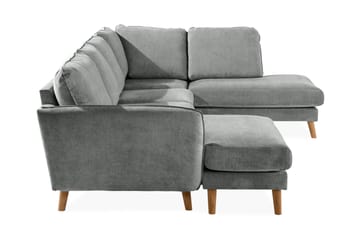 Trend Lyx 4-seters Høyrevendt U-formet Sofa med Divan og Sjeselong i Stoff - Grå - Møbler - Sofaer - U-sofa