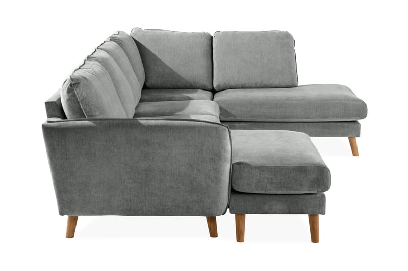 Trend Lyx 4-seters Høyrevendt U-formet Sofa med Divan og Sjeselong i Stoff - Grå - Møbler - Sofaer - U-sofa