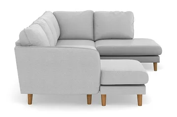 Trend Lyx 4-seters Høyrevendt U-formet Sofa med Divan og Sjeselong i Stoff - Lys grå - Møbler - Sofaer - U-sofa