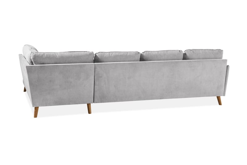 Trend Lyx 4-seters Høyrevendt U-formet Sofa med Divan og Sjeselong i Stoff - Lys grå - Møbler - Sofaer - U-sofa