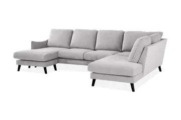 Trend Lyx 4-seters Høyrevendt U-formet Sofa med Divan og Sjeselong i Stoff - Lys grå - Møbler - Sofaer - U-sofa