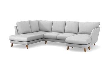 Trend Lyx 4-seters Høyrevendt U-formet Sofa med Divan og Sjeselong i Stoff - Lys grå - Møbler - Sofaer - U-sofa