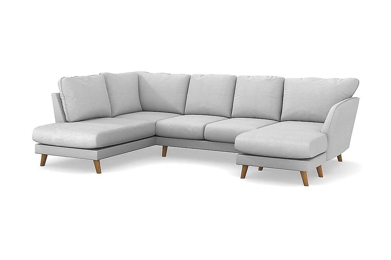 Trend Lyx 4-seters Høyrevendt U-formet Sofa med Divan og Sjeselong i Stoff - Lys grå - Møbler - Sofaer - U-sofa