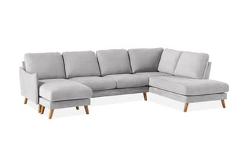 Trend Lyx 4-seters Høyrevendt U-formet Sofa med Divan og Sjeselong i Stoff - Lys grå - Møbler - Sofaer - U-sofa