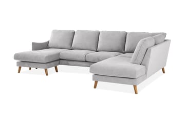 Trend Lyx 4-seters Høyrevendt U-formet Sofa med Divan og Sjeselong i Stoff - Lys grå - Møbler - Sofaer - U-sofa