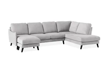 Trend Lyx 4-seters Høyrevendt U-formet Sofa med Divan og Sjeselong i Stoff - Lys grå - Møbler - Sofaer - U-sofa