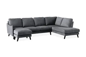Trend Lyx 4-seters Høyrevendt U-formet Sofa med Divan og Sjeselong i Stoff - Mørk grå - Møbler - Sofaer - U-sofa