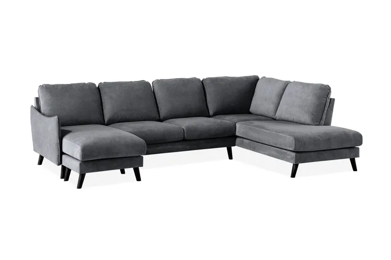 Trend Lyx 4-seters Høyrevendt U-formet Sofa med Divan og Sjeselong i Stoff - Mørk grå - Møbler - Sofaer - U-sofa