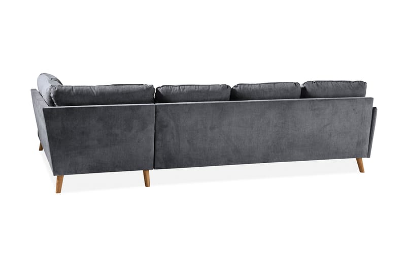 Trend Lyx 4-seters Høyrevendt U-formet Sofa med Divan og Sjeselong i Stoff - Mørk grå - Møbler - Sofaer - U-sofa