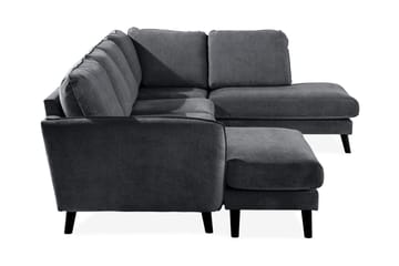 Trend Lyx 4-seters Høyrevendt U-formet Sofa med Divan og Sjeselong i Stoff - Mørk grå - Møbler - Sofaer - U-sofa