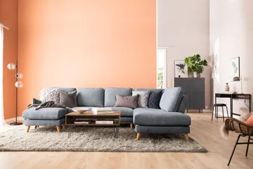 Trend Lyx 4-seters Høyrevendt U-formet Sofa med Divan og Sjeselong i Stoff - Mørk grå - Møbler - Sofaer - U-sofa