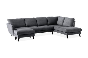 Trend Lyx 4-seters Høyrevendt U-formet Sofa med Divan og Sjeselong i Stoff - Mørk grå - Møbler - Sofaer - U-sofa