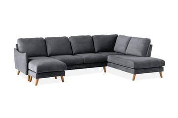 Trend Lyx 4-seters Høyrevendt U-formet Sofa med Divan og Sjeselong i Stoff - Mørk grå - Møbler - Sofaer - U-sofa