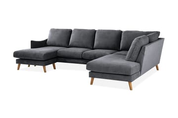 Trend Lyx 4-seters Høyrevendt U-formet Sofa med Divan og Sjeselong i Stoff - Mørk grå - Møbler - Sofaer - U-sofa