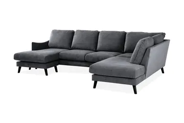 Trend Lyx 4-seters Høyrevendt U-formet Sofa med Divan og Sjeselong i Stoff - Mørk grå - Møbler - Sofaer - U-sofa