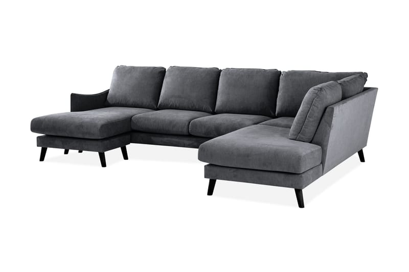 Trend Lyx 4-seters Høyrevendt U-formet Sofa med Divan og Sjeselong i Stoff - Mørk grå - Møbler - Sofaer - U-sofa