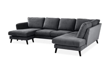 Trend Lyx 4-seters Høyrevendt U-formet Sofa med Divan og Sjeselong i Stoff - Mørk grå - Møbler - Sofaer - U-sofa
