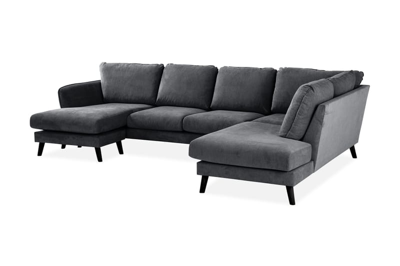 Trend Lyx 4-seters Høyrevendt U-formet Sofa med Divan og Sjeselong i Stoff - Mørk grå - Møbler - Sofaer - U-sofa