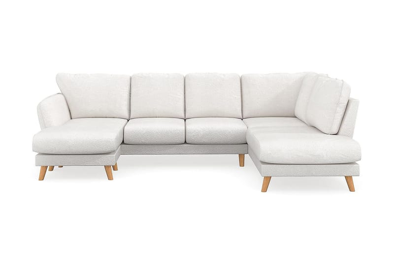 Trend Lyx 4-seters Venstrevendt U-formet Sofa med Divan og Sjeselong i Bouclé, Hvit