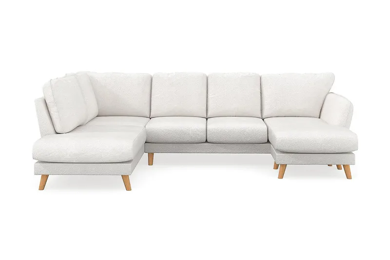 Trend Lyx 4-seters Venstrevendt U-formet Sofa med Divan og Sjeselong i Bouclé, Hvit