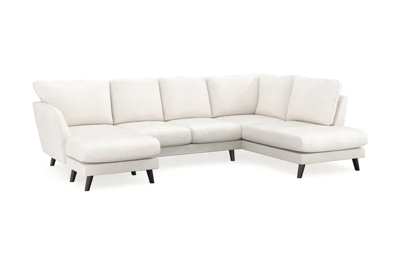 Trend Lyx 4-seters Venstrevendt U-formet Sofa med Divan og Sjeselong i Bouclé - Hvit - Møbler - Sofaer - U-sofa