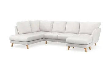 Trend Lyx 4-seters Venstrevendt U-formet Sofa med Divan og Sjeselong i Bouclé - Hvit - Møbler - Sofaer - U-sofa