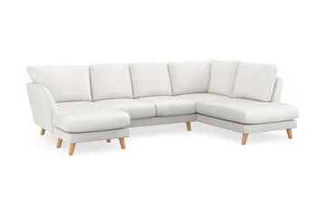 Trend Lyx 4-seters Venstrevendt U-formet Sofa med Divan og Sjeselong i Bouclé - Hvit - Møbler - Sofaer - U-sofa