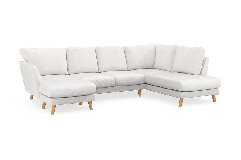 Trend Lyx 4-seters Venstrevendt U-formet Sofa med Divan og Sjeselong i Bouclé - Hvit - Møbler - Sofaer - U-sofa