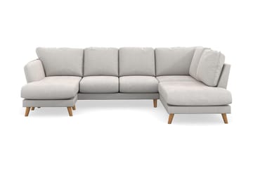 Trend Lyx 4-seters Venstrevendt U-formet Sofa med Divan og Sjeselong i Fløyel