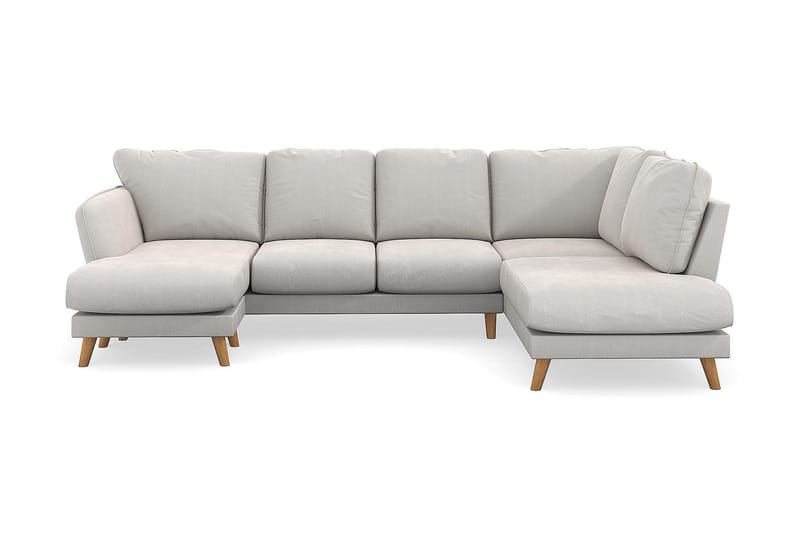 Trend Lyx 4-seters Venstrevendt U-formet Sofa med Divan og Sjeselong i Fløyel - Kremhvit - Møbler - Sofaer - U-sofa