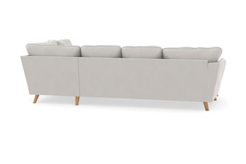 Trend Lyx 4-seters Venstrevendt U-formet Sofa med Divan og Sjeselong i Fløyel - Kremhvit - Møbler - Sofaer - U-sofa