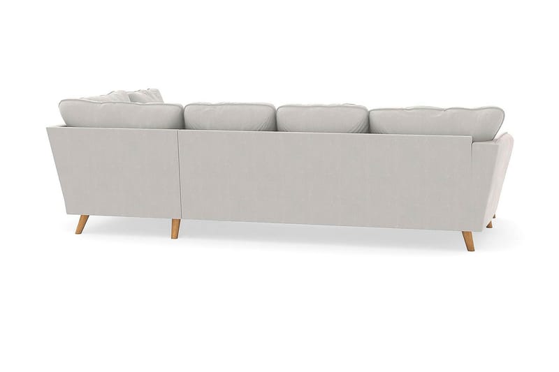 Trend Lyx 4-seters Venstrevendt U-formet Sofa med Divan og Sjeselong i Fløyel - Kremhvit - Møbler - Sofaer - U-sofa