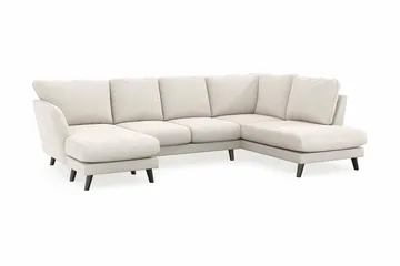 Trend Lyx 4-seters Venstrevendt U-formet Sofa med Divan og Sjeselong i Fløyel - Kremhvit - Møbler - Sofaer - U-sofa