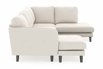Trend Lyx 4-seters Venstrevendt U-formet Sofa med Divan og Sjeselong i Fløyel - Kremhvit - Møbler - Sofaer - U-sofa