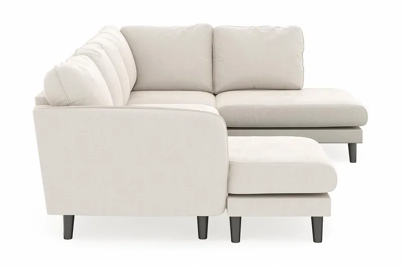 Trend Lyx 4-seters Venstrevendt U-formet Sofa med Divan og Sjeselong i Fløyel - Kremhvit - Møbler - Sofaer - U-sofa