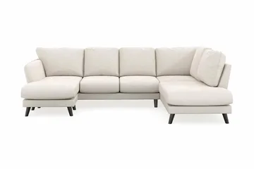 Trend Lyx 4-seters Venstrevendt U-formet Sofa med Divan og Sjeselong i Fløyel - Kremhvit - Møbler - Sofaer - U-sofa
